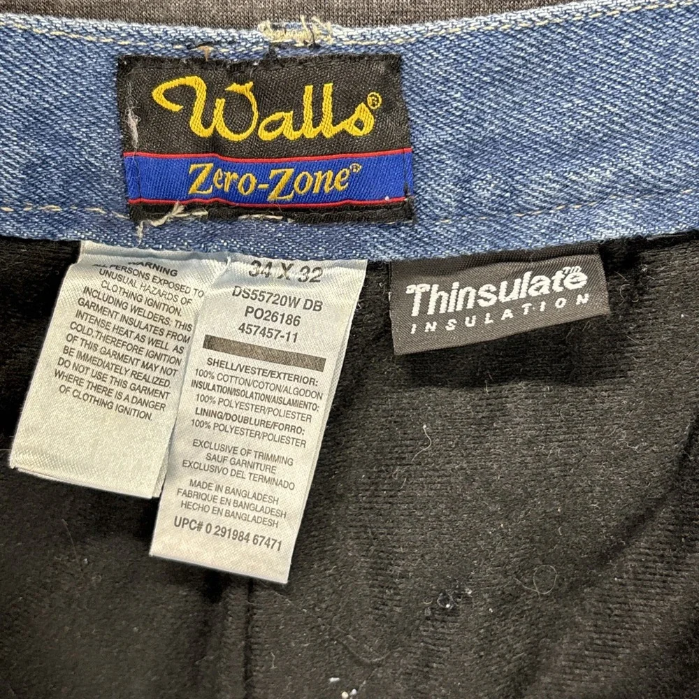Walls Zero Zone Thinsulate Carpenter Jeans Mens 32x32 TAG-34x32 Fleece Lined NEW